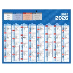 Calendrier semestriel mural année 2025 / 2026 - 16 mois - 21 x 26,5 cm