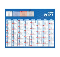 Calendrier semestriel mural 16 mois - septembre 2026 décembre 2027 - 21 x 26,5 cm