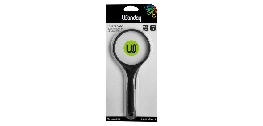 Round 75mm black magnifying glass Wonday