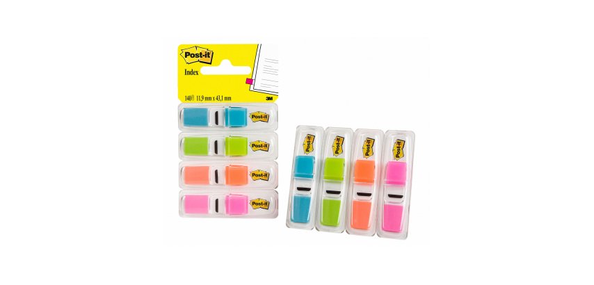 Verteiler von 140 schmalen Lesezeichen neon Post-It