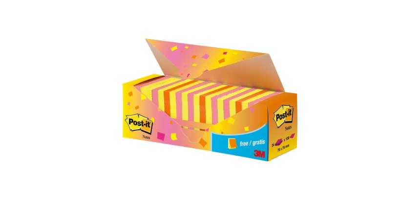 Notes Post-it fruités 76 x 76 mm - Lot de 24 dont 6 gratuits.