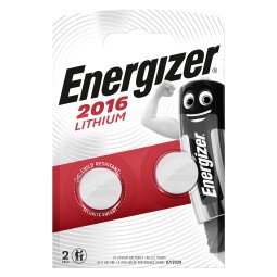 Blisterpackung von 2 Lithium-Batterien Energizer CR2016.
