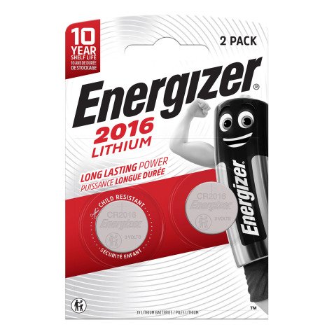 Pile bouton CR2016 lithium Energizer - Blister de 2 piles