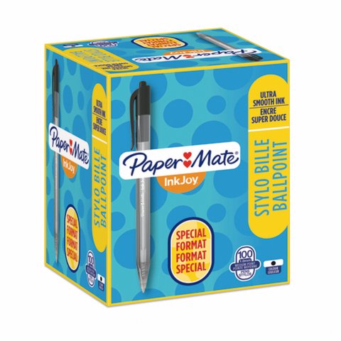 Pack 80 bolígrafos Papermate Inkjoy retráctil Negro + 20 GRATIS