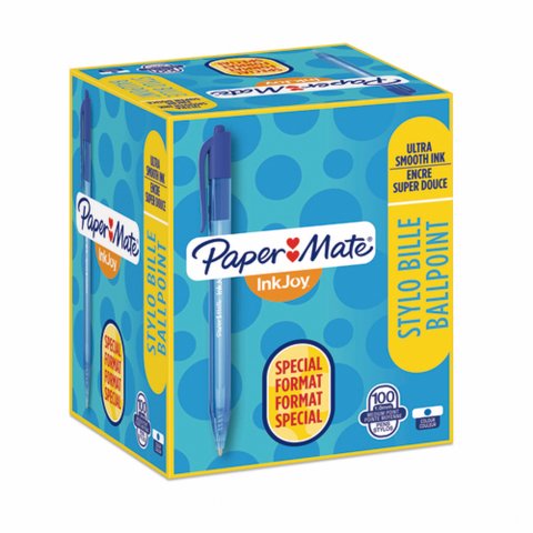 Pack 80 bolígrafos Papermate Inkjoy retráctil Azul+ 20 GRATIS