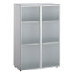 Bibliothèque mi-hauteur vitrée Krystal H 133 cm aluminium