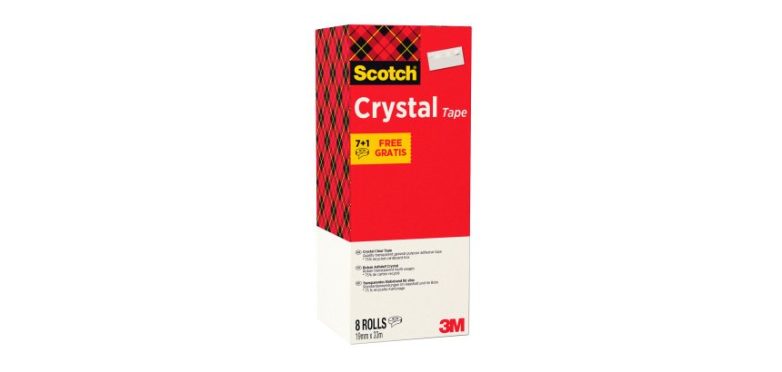 Pack de 7 cintas adhesivas Scotch Crystal transparente + 1 GRATIS 