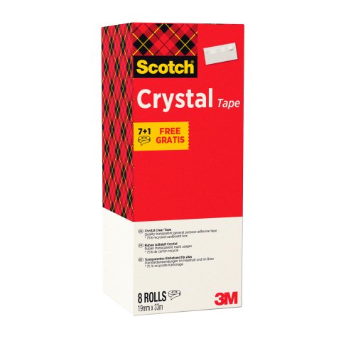 Pack de 7 cintas adhesivas Scotch Crystal transparente + 1 GRATIS