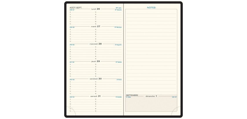 Agenda Exacompta Espace 17 Classique semainier - Année 2027 - 9 x 17,5 cm