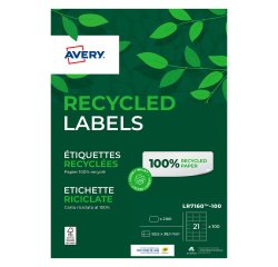 Box of 2100 recycled labels 63,5 x 38,1 mm Avery LR 7160