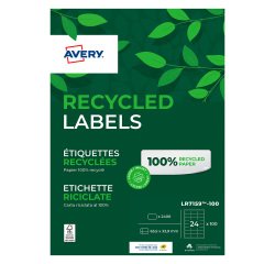 Box of 100 recycled labels 63,5 x 33,9 mm Avery LR 7159 white