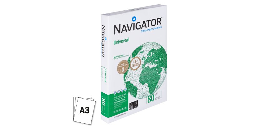 Ramette papier satiné Navigator Universal A3 80 gr - 500 feuilles - blanc