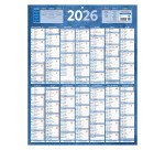 Calendrier annuel mural 2026 - 14 mois recto / blanc verso - 55 x 43 cm