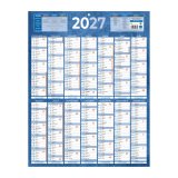 Calendrier annuel mural 2027 - 14 mois recto / blanc verso - bleu- 55 x 43 cm
