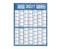 Calendrier annuel mural 2027 - 14 mois recto / blanc verso - bleu- 55 x 43 cm