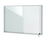 Vitrine d'intérieur portes coulissantes fond laqué gris clair H 65 x L 90 cm - 8 feuilles A4