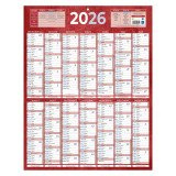 Calendrier annuel mural 2026 - 14 mois recto / blanc verso - 55 x 43 cm
