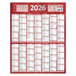 Calendrier annuel mural 2026 - 14 mois recto / blanc verso - 55 x 43 cm