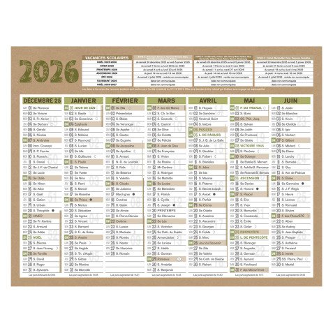 Calendrier semestriel mural 2026 - natura - 13,5 x 17,5 cm