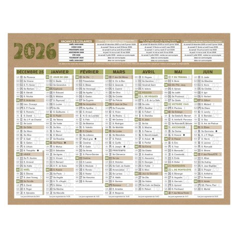 Calendrier semestriel mural 2025 - natura - 13,5 x 17,5 cm