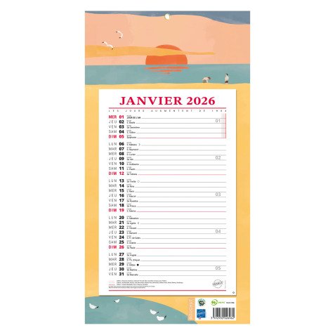 Bloc mensuel à feuillets Millésimé 2026 - ambiance - 19 x 36 cm