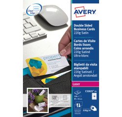 Tarjetas de visita láser Avery Quick and Clean C32025 85 x 54 mm 220 g blancos - Paquete de 250