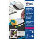 Carte de visite laser Avery Quick and Clean C32025 85 x 54 mm 220 gr blanche - Pochette de 250