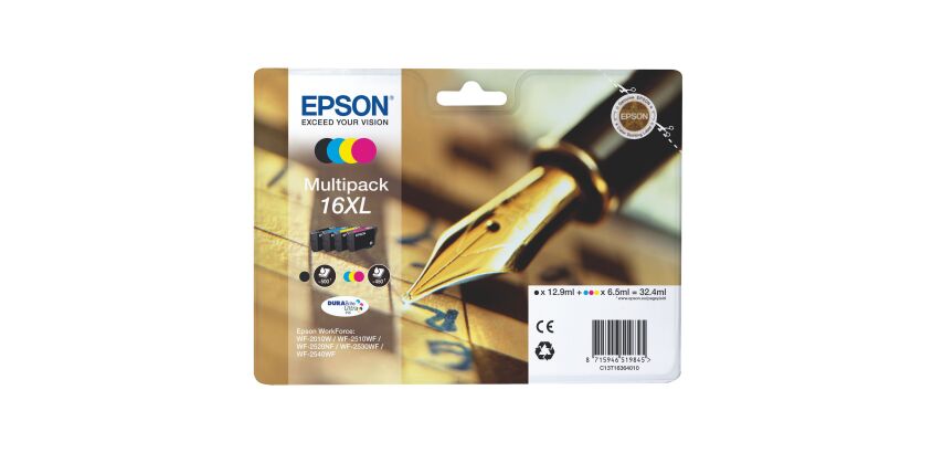 Epson 16XL Pack cartouche de 4 couleurs haute capacité pour imprimante jet d'encre