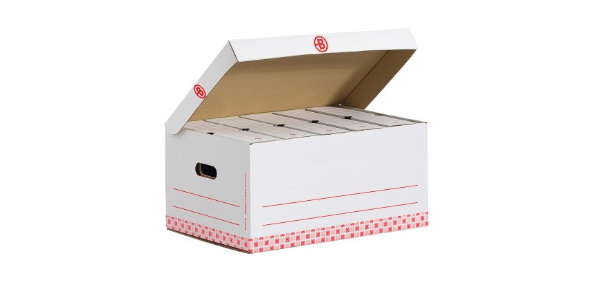 Pack 60 Cajas de archivo 10 cm + 10 contenedores para A4 Blancos