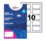 Badge laser Avery adhésif blanc cadre bleu 50 x 80 mm - Boîte de 200