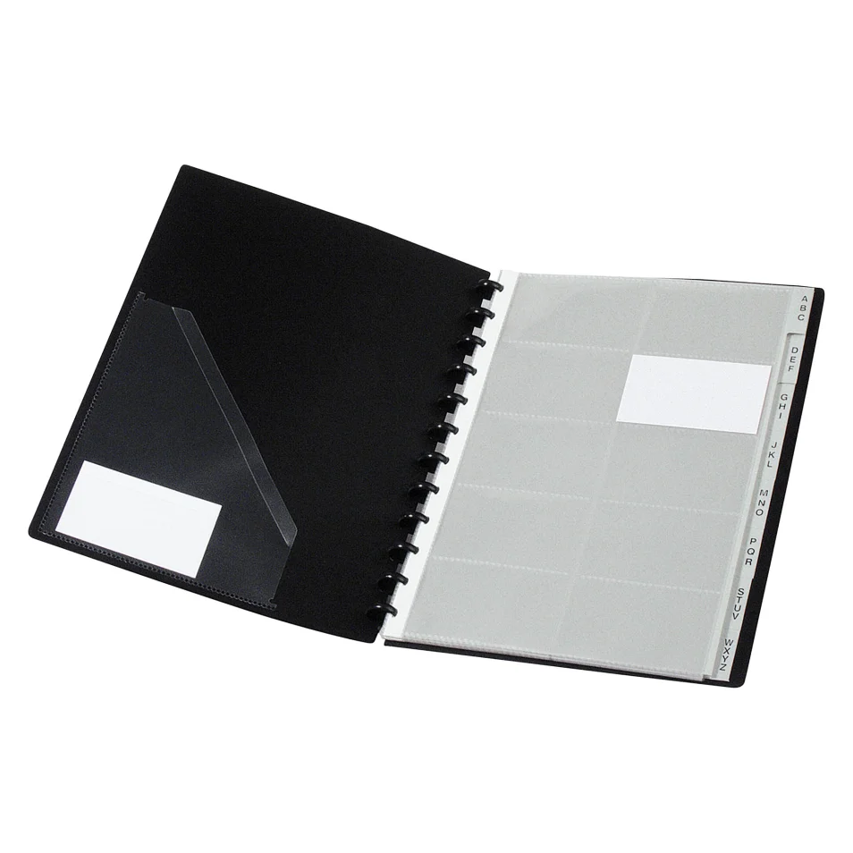 Classeur cartes de visite Viquel Géode polypropylène 21 x 29,7 cm noir -  200 cartes sur
