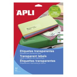 Etiquetas transparentes Inkjet 210 x 297 (poliéster) Apli 10053