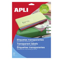 Etiquetas transparentes Inkjet 210 x 297 (poliéster) Apli 10053