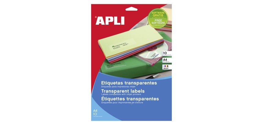 Etiquetas transparentes Inkjet 210 x 297 (poliéster) Apli 10053
