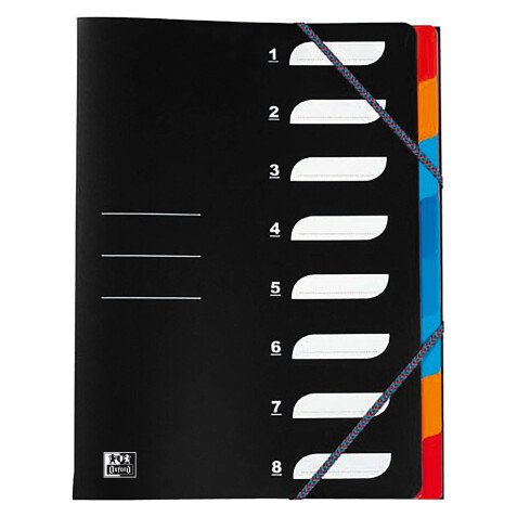 Trieur à élastiques plastique Oxford 8 compartiments A4 noir