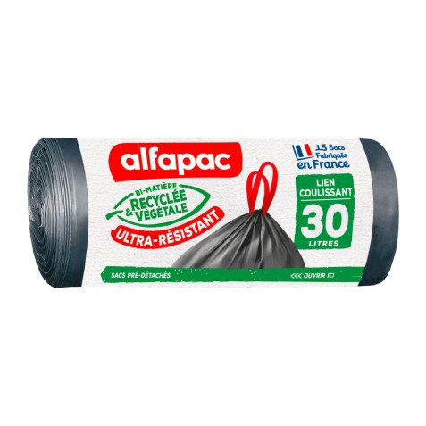 Bolsas de basura autocierre Coulissac maxi peso Alfapac 30L - rollo de 30 bolsas