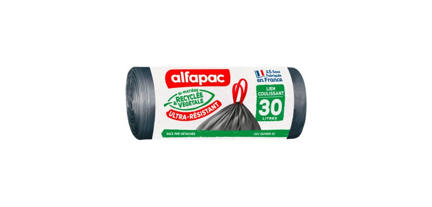 Müllsack 30 Liter Coulissac Maxi Gewicht Alfapac Grau - 30 Beutel