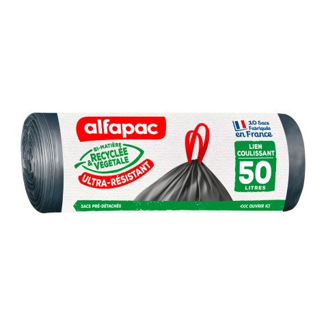 Vuilniszak met stropsluiting Alfapac 50 liter - Doos van 30