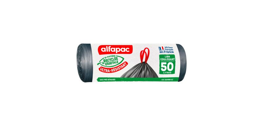 Bolsas de basura autocierre Coulissac maxi peso Alfapac 50L - rollo de 30 bolsas
