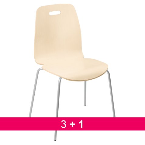 Pack chaises coque bois 3 + 1 offerte