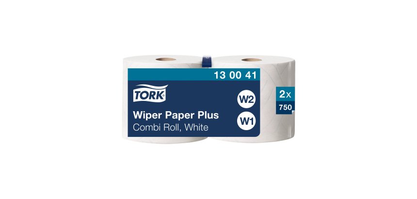 Cleaning paper roll Tork W1/2 Plus white length 225 m