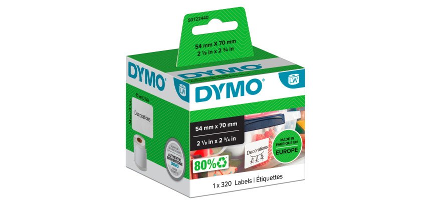Etiquettes disquettes 54 x 70 mm Dymo - Rouleau de 320