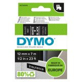 Cintas Dymo 12 mm escritura blanca, fondo negro. Dymo 45021