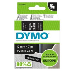 Cintas Dymo 12 mm escritura blanca, fondo negro. Dymo 45021