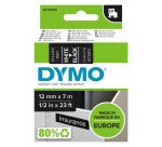 Ruban étiqueteuse Dymo D1 S0720610 fond noir écriture blanche 12 mm