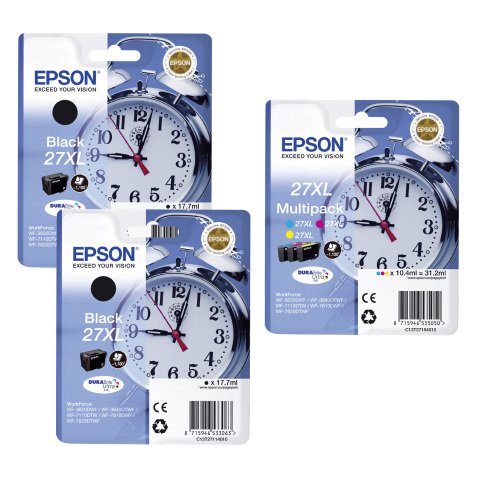 Pack Epson 27XL - 2 black cartridges +3 color cartridges