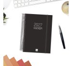 Agenda 155x212 1 Día Página Espiral Opaque Finocam Negro