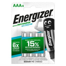 Pilas recargables Energizer Extreme HR03 AAA - Blister de 4 pilas 