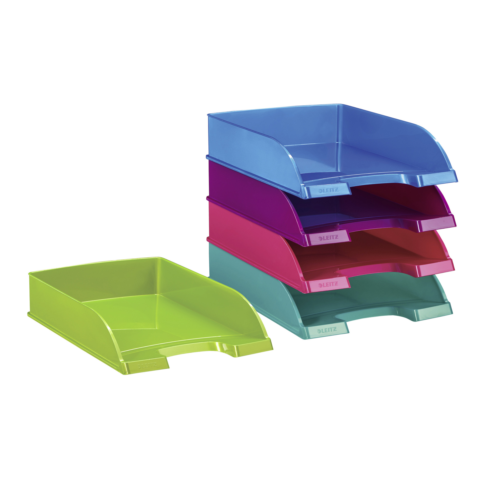Lot De 5 Corbeilles à Courrier LEITZ PLUS A4 | Hauteur 70 Mm, Noir | Empilables Verticalement Ou En Gradins | Polystyrène, Format Standard