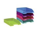 Pack 4 corbeilles à courrier Leitz Wow couleurs assorties + 1 offerte